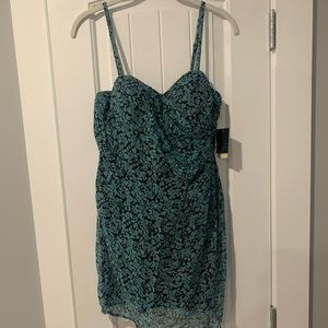 Forever 21 Black Aqua Green Tube Mini Dress— NWT-size large